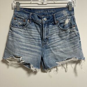 American Eagle Outfitters Light Blue Ripped Jean Shorts